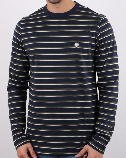 Pretty Green Brogan L/S Stripe T-shirt Navy
