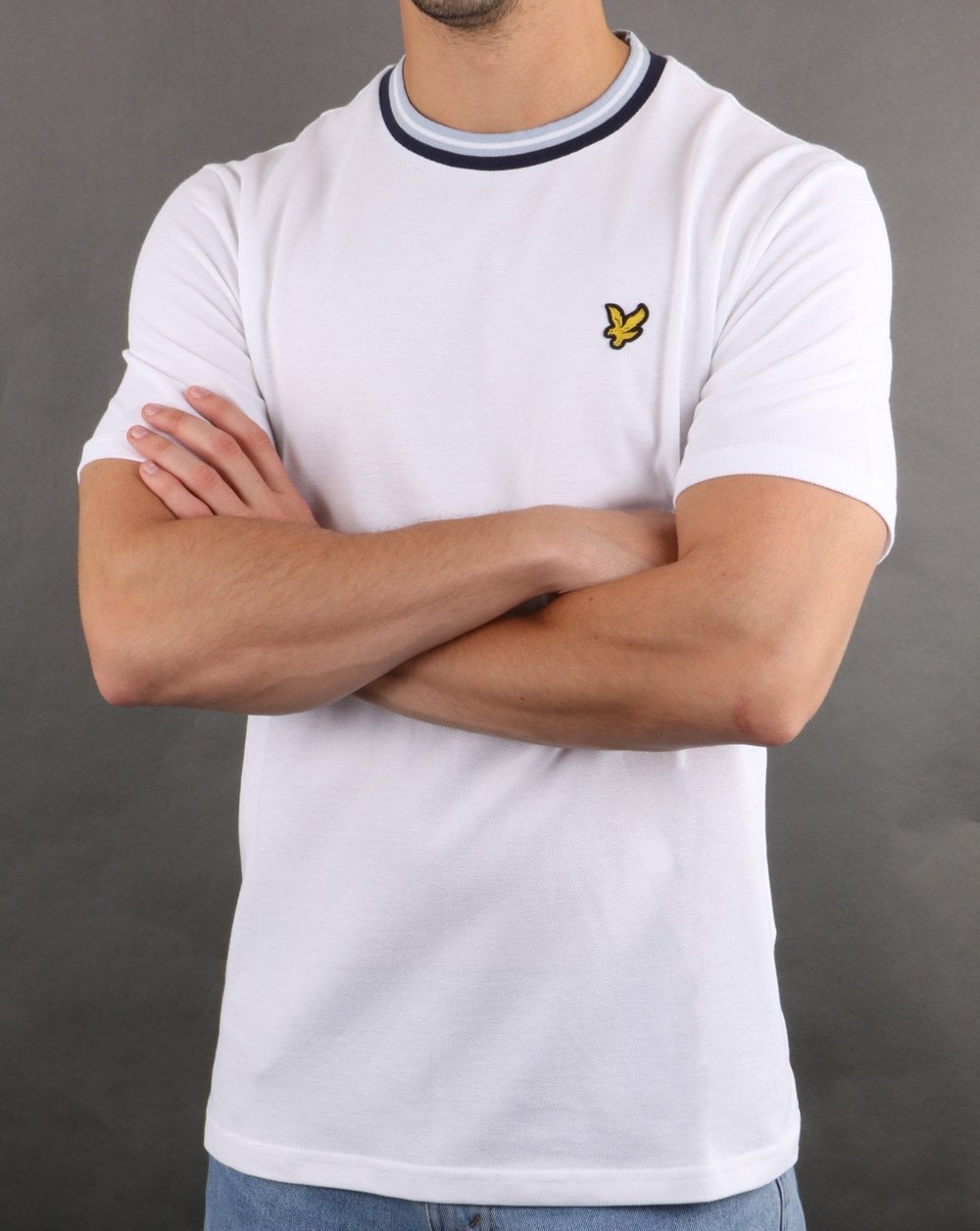 Lyle And Scott – Mehrreihiges T-Shirt in Weiß