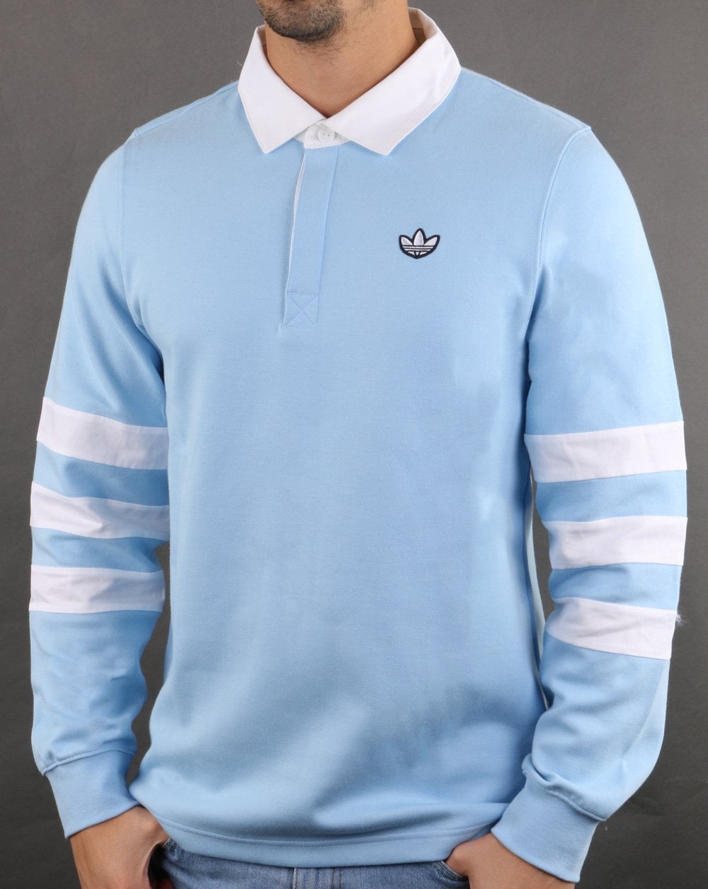 Adidas Originals Rugby-Shirt Himmelblau-Weiß