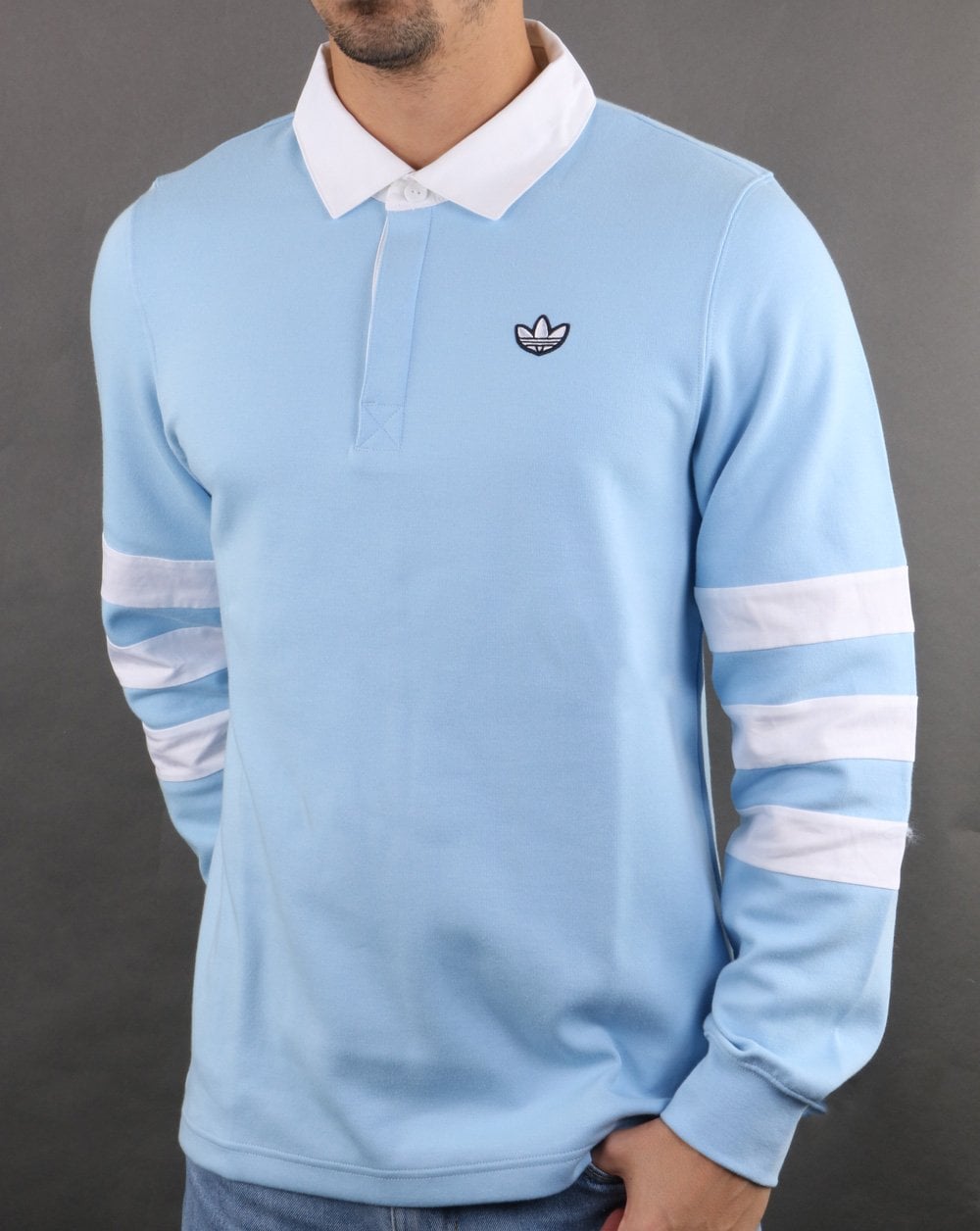Adidas Originals Rugby-Shirt Himmelblau-Weiß