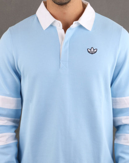 Adidas Originals Rugby-Shirt Himmelblau-Weiß