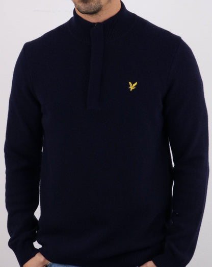 Lyle And Scott – Pullover mit viertellangem Reißverschluss und Trichterkragen in Dunkelmarineblau
