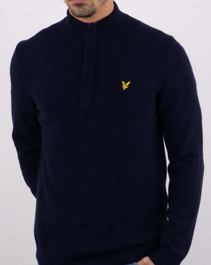 Lyle And Scott – Pullover mit viertellangem Reißverschluss und Trichterkragen in Dunkelmarineblau