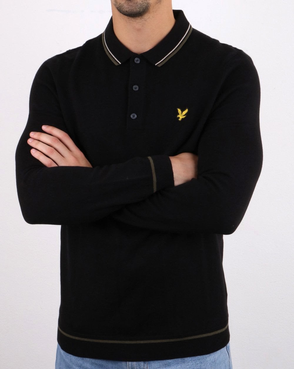 Lyle And Scott Knitted Long Sleeve Polo Black