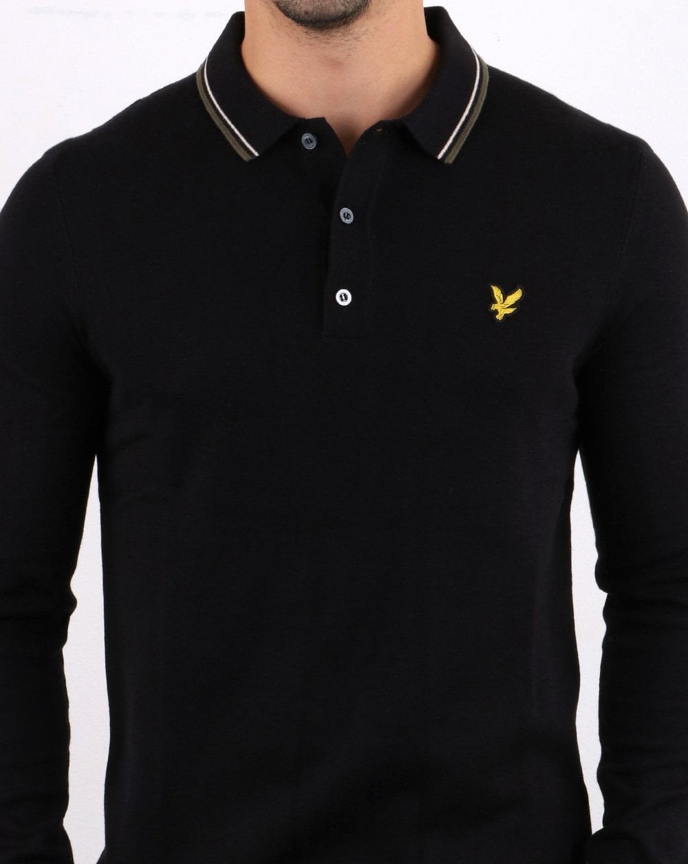 Lyle And Scott Knitted Long Sleeve Polo Black