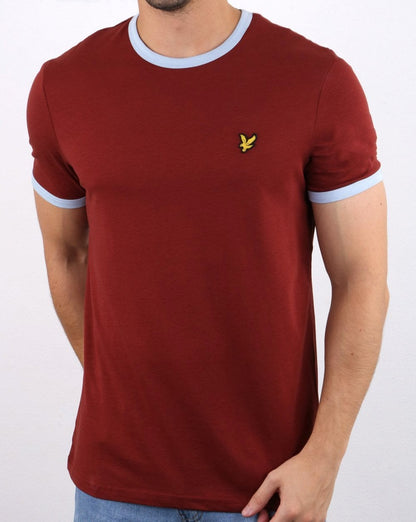 Lyle And Scott Ringer T-Shirt Weinrot und Blau