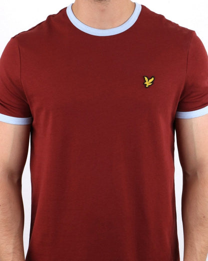 Lyle And Scott Ringer T-Shirt Weinrot und Blau