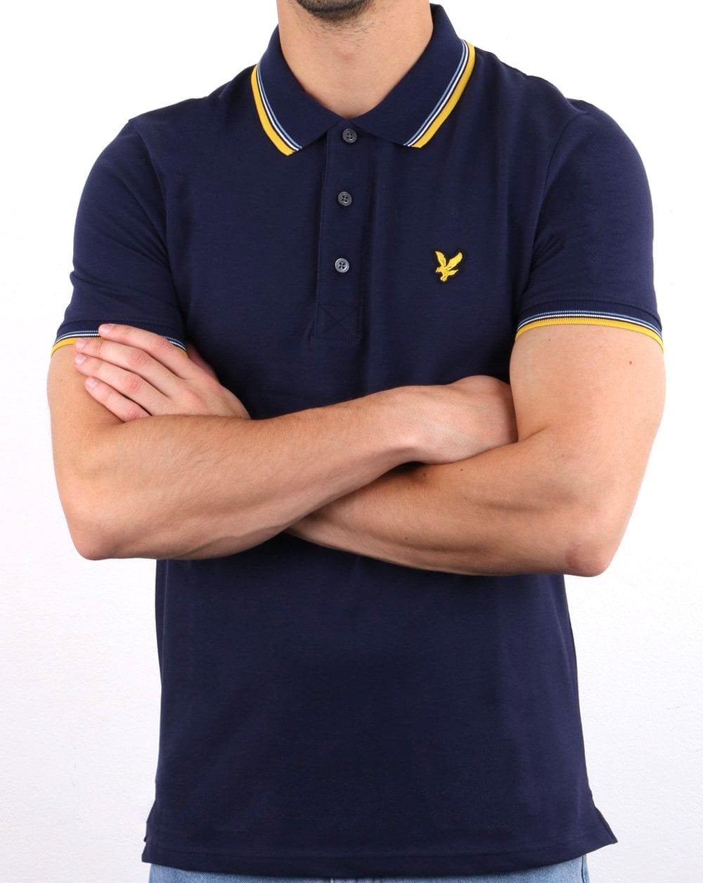 Lyle And Scott Tipped Slim Fit Polo Shirt Navy/Mustard