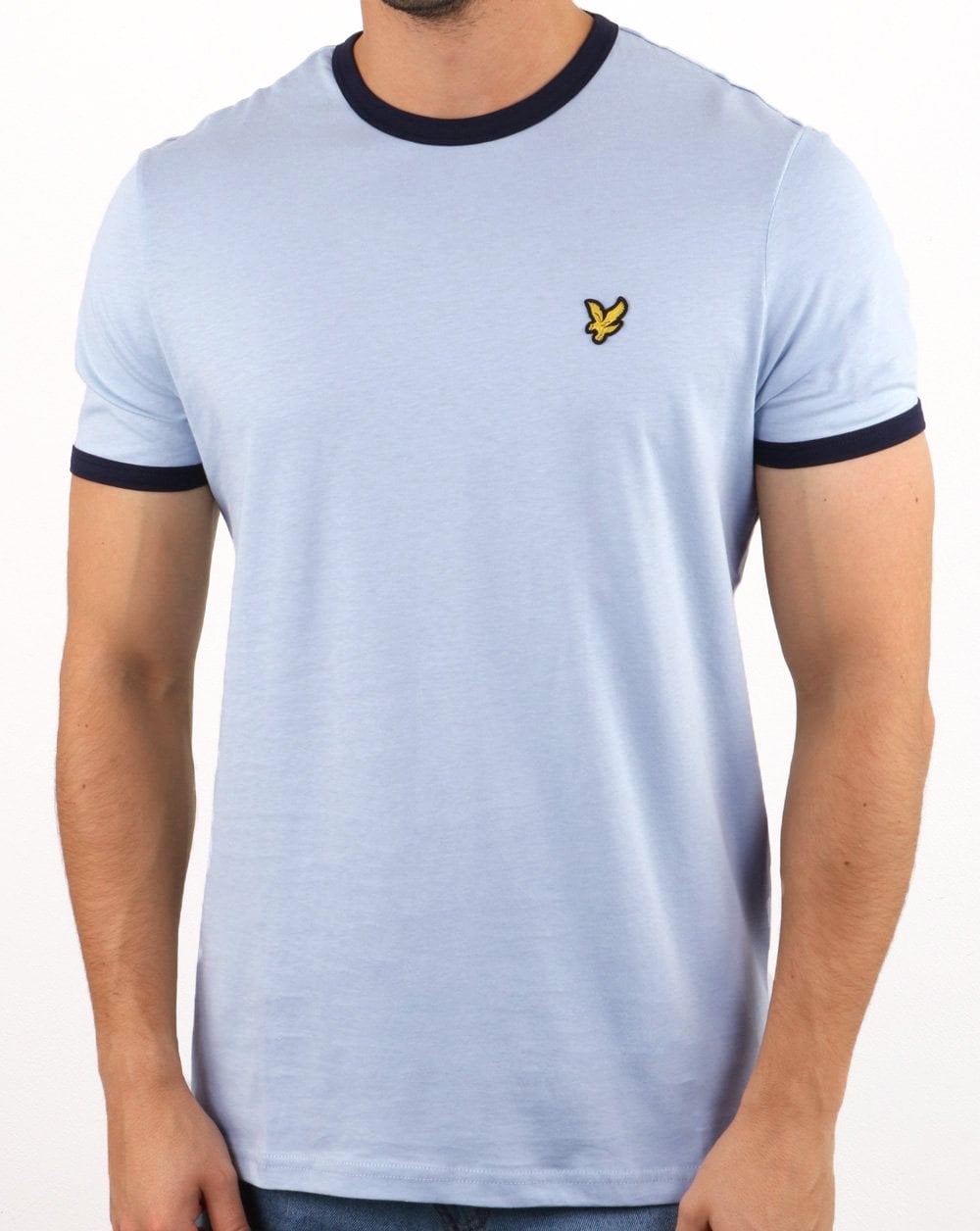 Lyle And Scott Ringer T Shirt Sky Blue/Navy