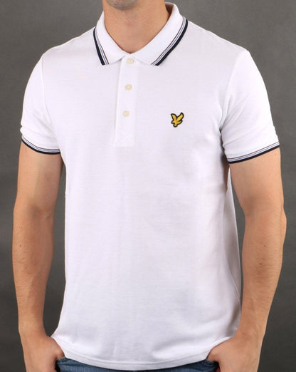 Lyle And Scott Poloshirt mit Streifenmuster, Weiß/Marineblau