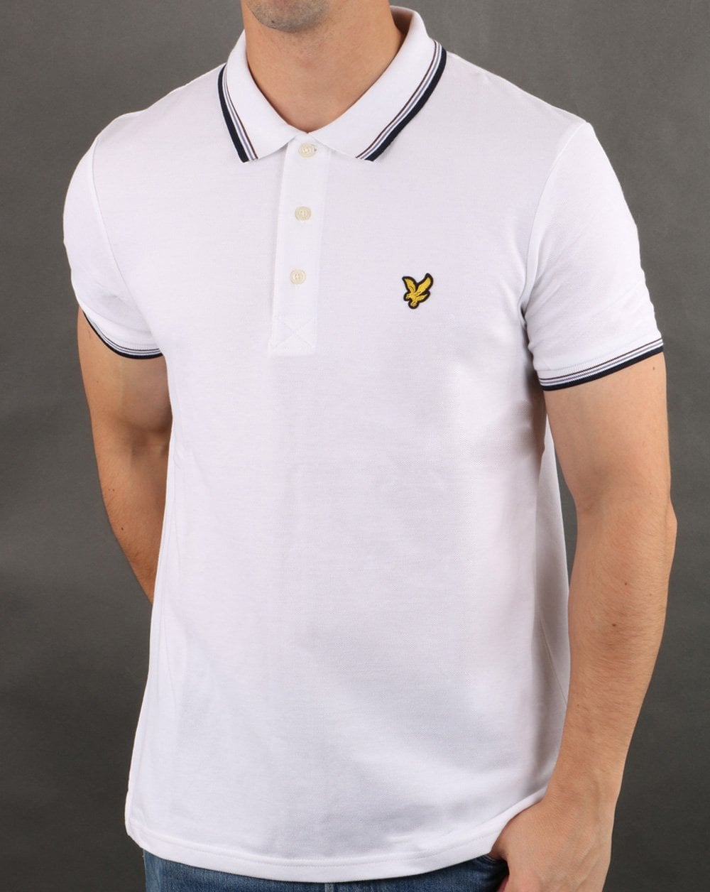 Lyle And Scott Poloshirt mit Streifenmuster, Weiß/Marineblau