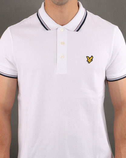 Lyle And Scott Poloshirt mit Streifenmuster, Weiß/Marineblau