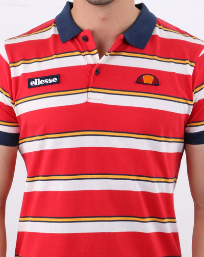 Ellesse – Poloshirt mit Duo-Streifen in Rot