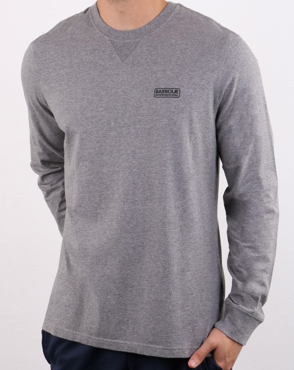Barbour International Langarm-T-Shirt mit Logo in Grau