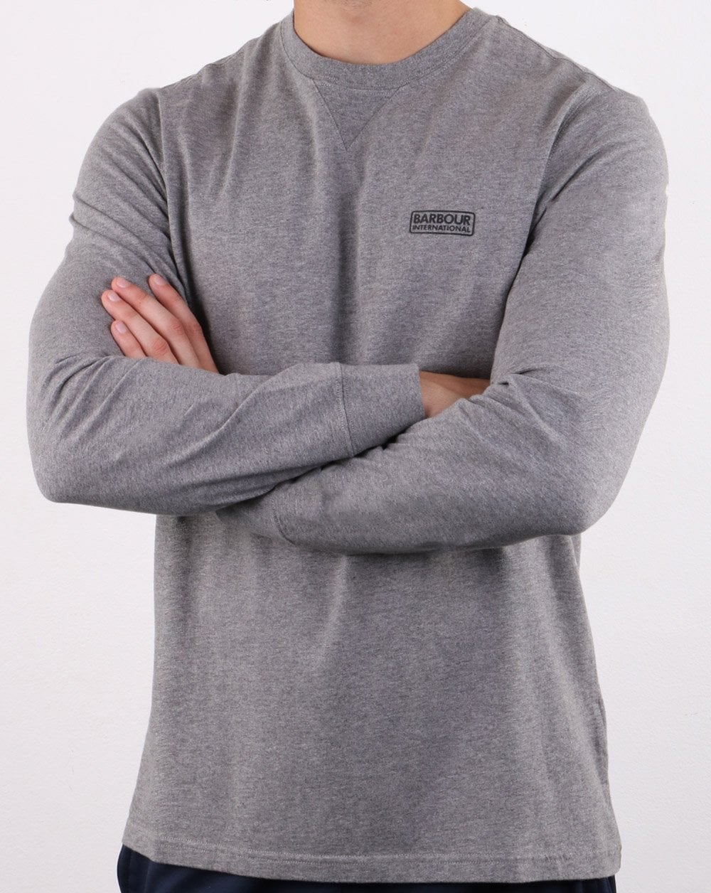 Barbour International Langarm-T-Shirt mit Logo in Grau