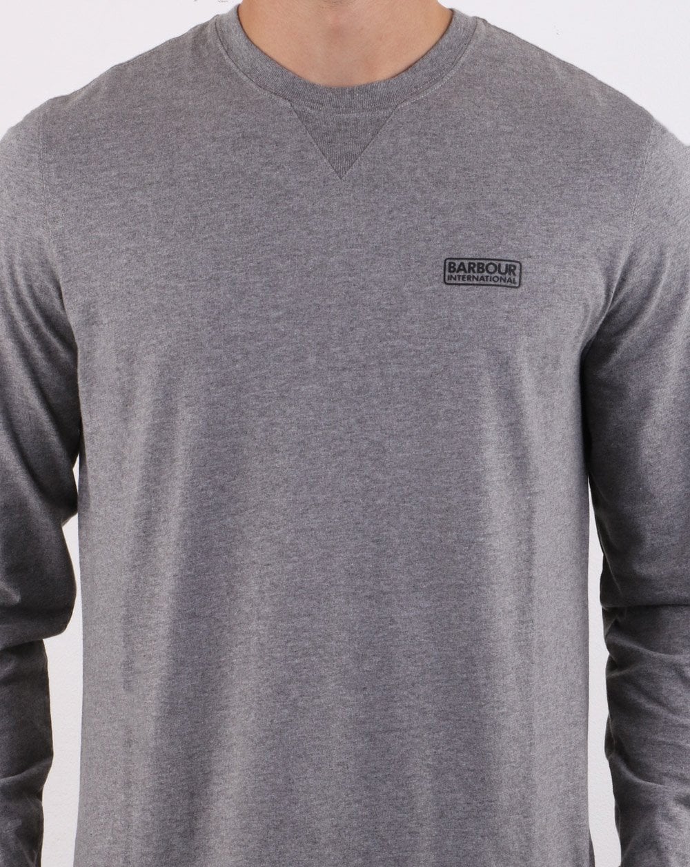 Barbour International Langarm-T-Shirt mit Logo in Grau