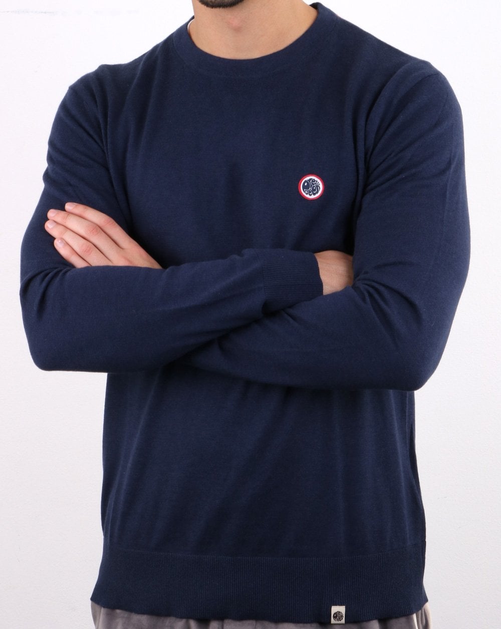 Pretty Green – Hinchcliffe – Rundhalspullover in Marineblau