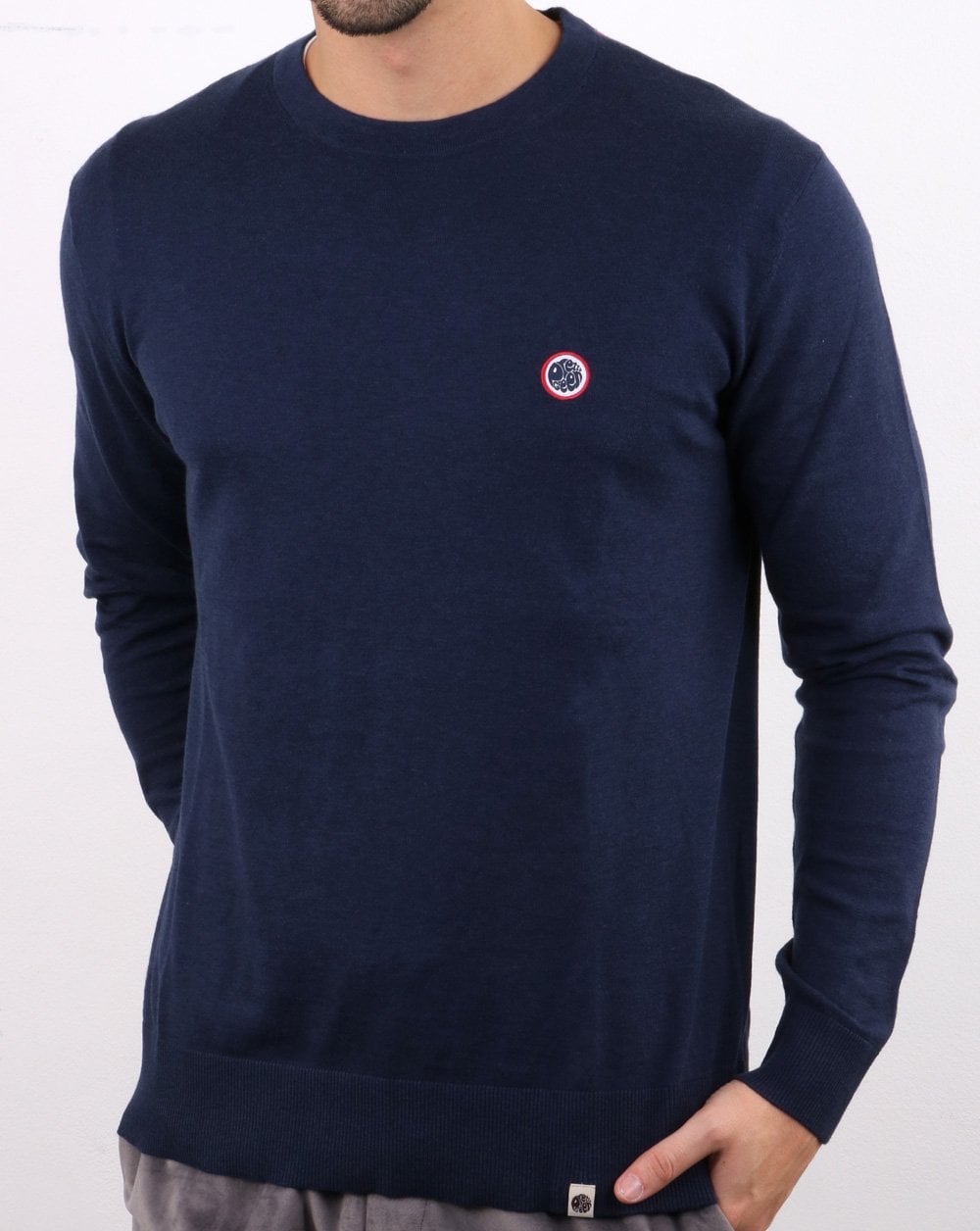 Pretty Green – Hinchcliffe – Rundhalspullover in Marineblau