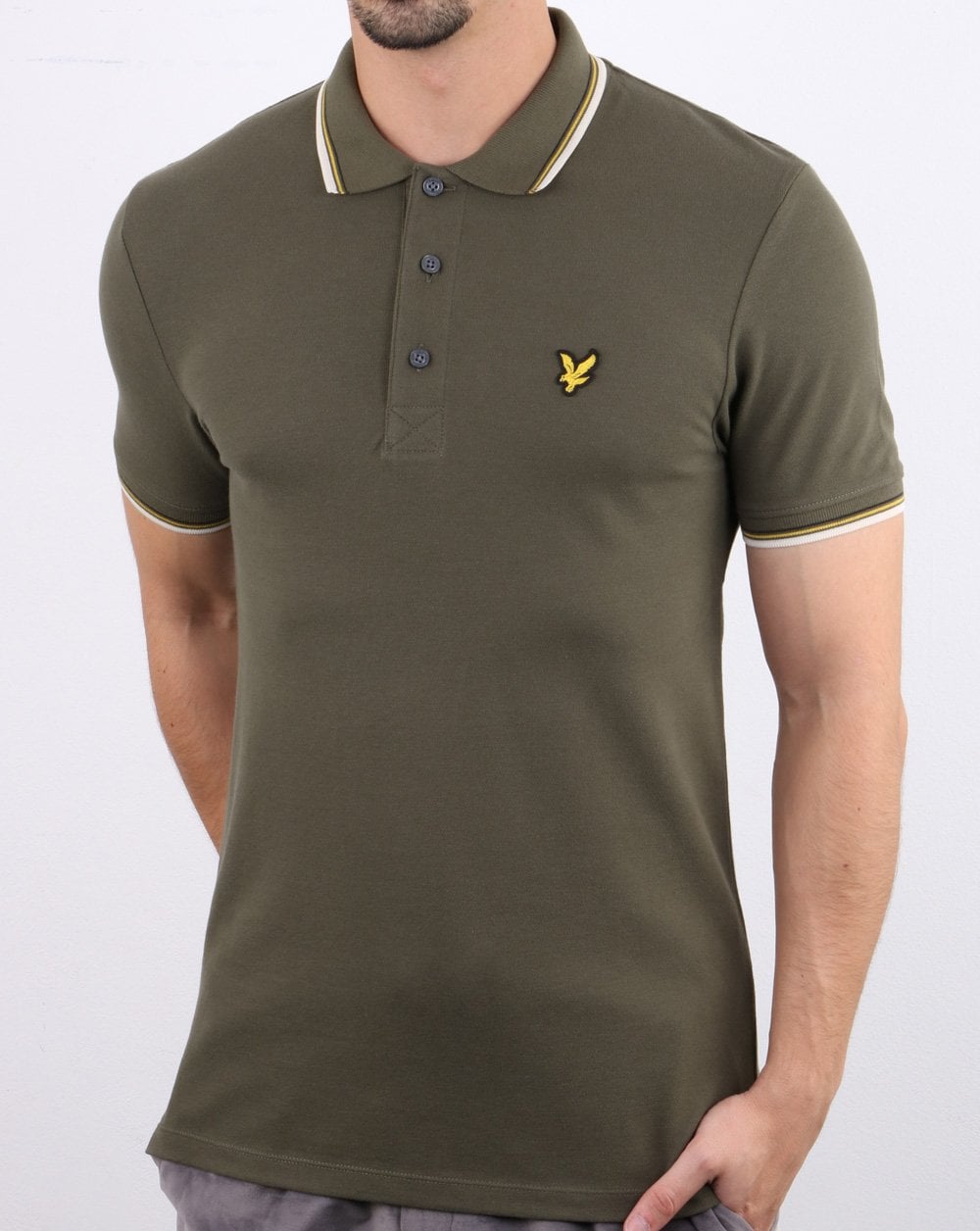 Lyle And Scott Tipped Slim Fit Polo Shirt Olive/white