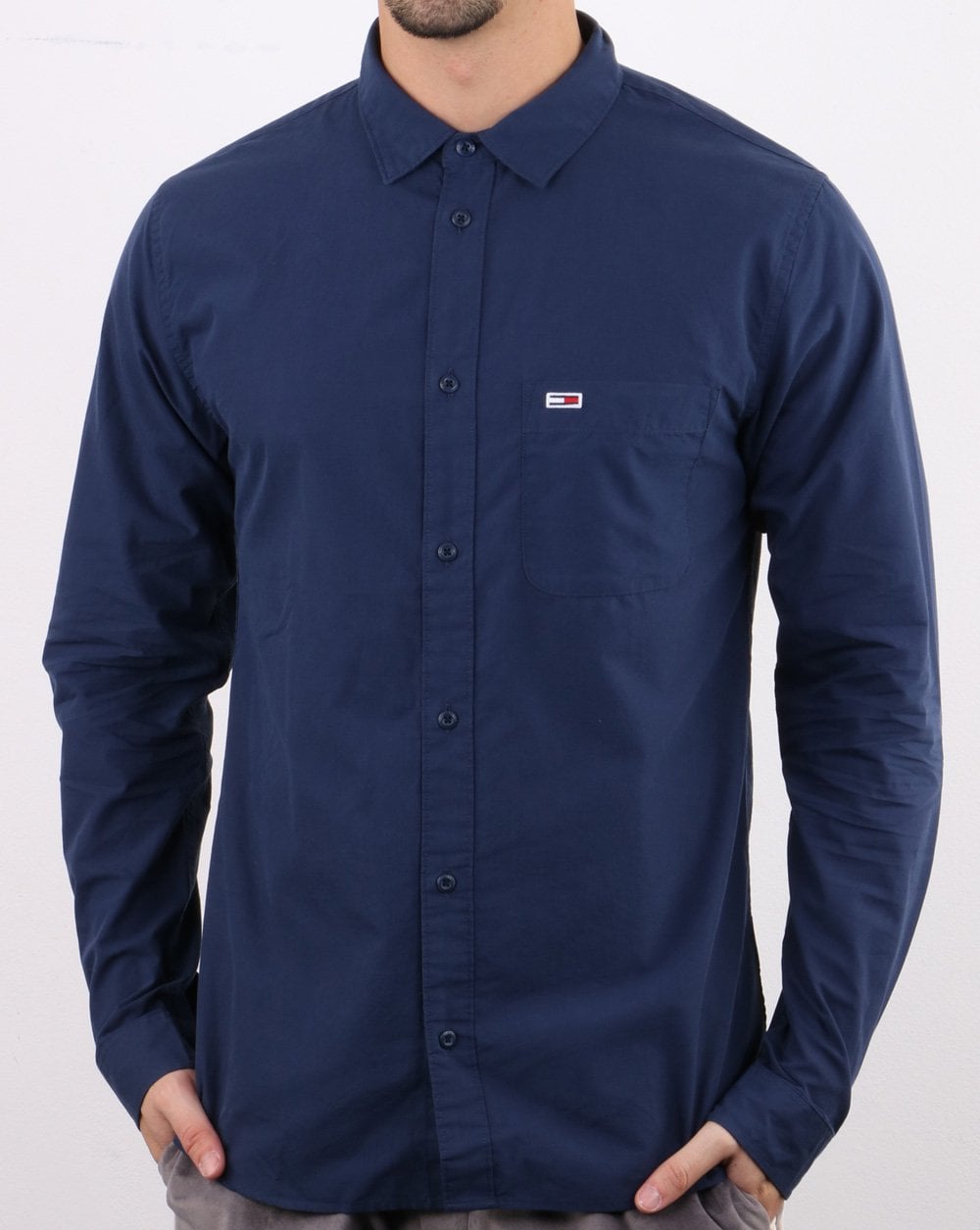 Tommy Jeans Popeline-Hemd, Marineblau