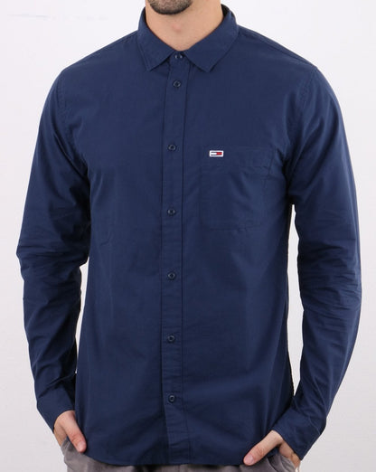Tommy Jeans Popeline-Hemd, Marineblau