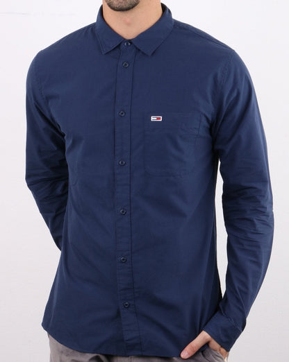 Tommy Jeans Popeline-Hemd, Marineblau