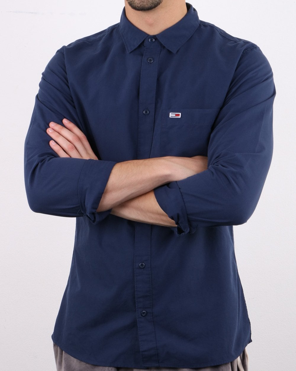 Tommy Jeans Popeline-Hemd, Marineblau