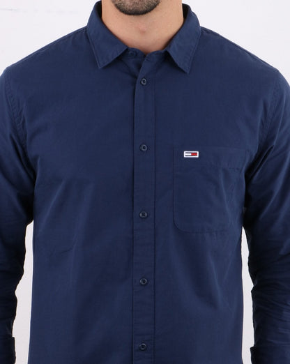 Tommy Jeans Popeline-Hemd, Marineblau