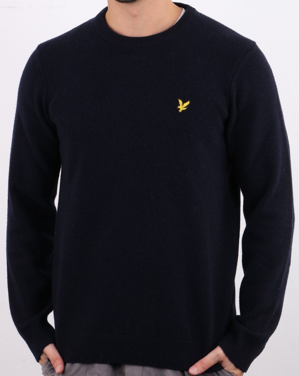Lyle And Scott – Rundhalspullover aus Lammwollmischung in Marineblau