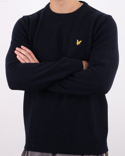 Lyle And Scott – Rundhalspullover aus Lammwollmischung in Marineblau