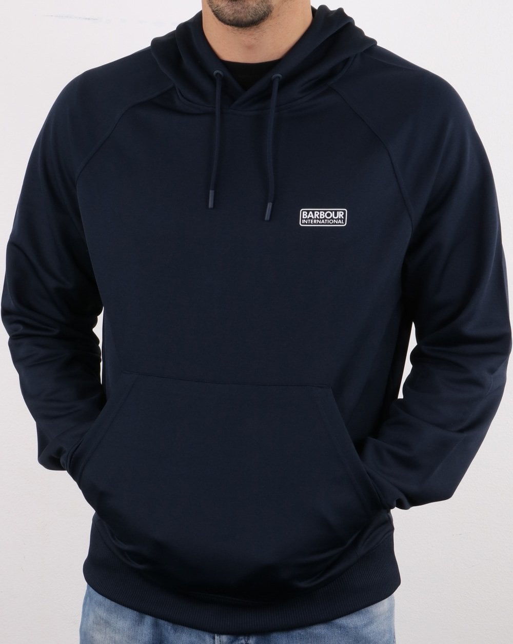Barbour International Pop Over Hoodie Navy