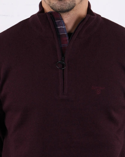 Barbour – Pullover mit halbem Reißverschluss in Burgunderrot