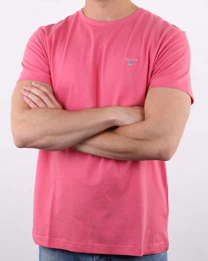 Gant Solides T-Shirt mit Rundhalsausschnitt in Rapture Rose