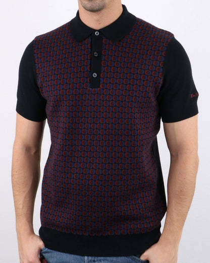 Ben Sherman Strick-Poloshirt Schwarz