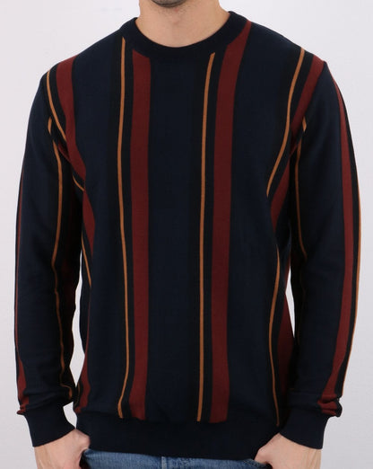 Ben Sherman – Crew-Strickpullover mit Streifen in Marineblau