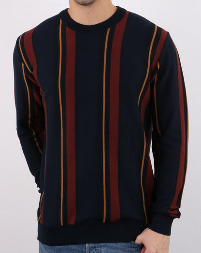Ben Sherman – Crew-Strickpullover mit Streifen in Marineblau