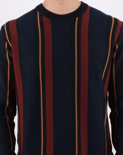 Ben Sherman – Crew-Strickpullover mit Streifen in Marineblau