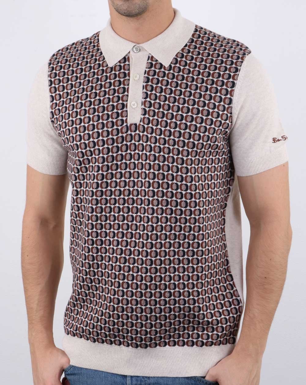 Ben Sherman – Gestricktes Poloshirt in Ecru