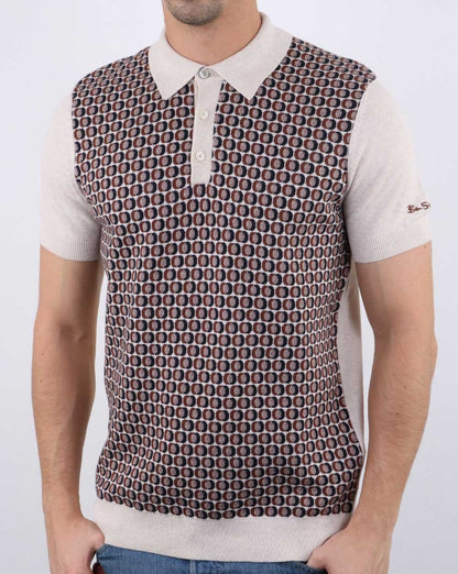 Ben Sherman – Gestricktes Poloshirt in Ecru