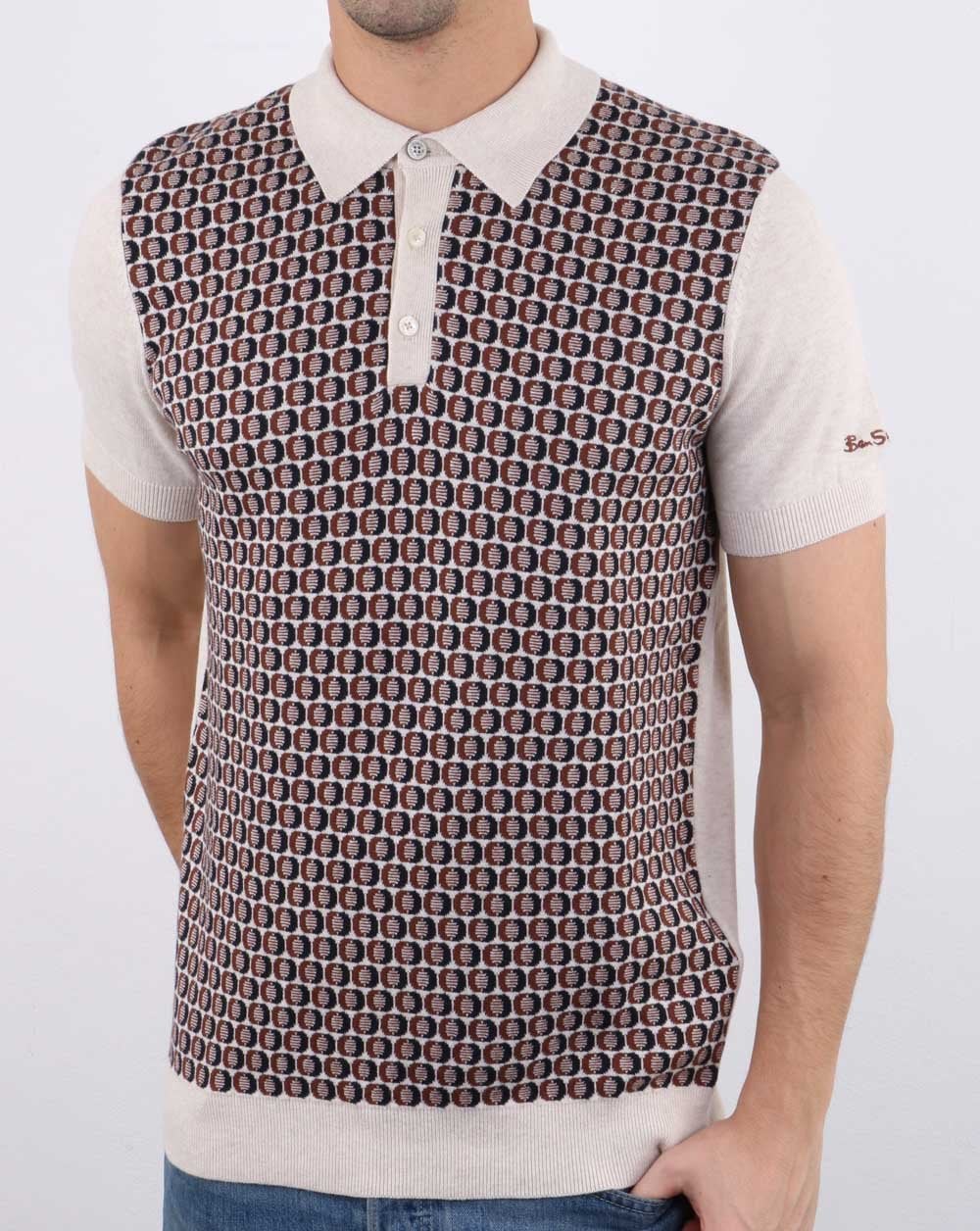 Ben Sherman – Gestricktes Poloshirt in Ecru