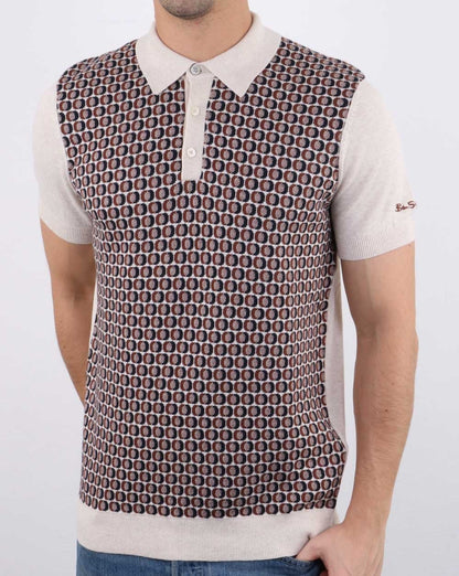 Ben Sherman – Gestricktes Poloshirt in Ecru