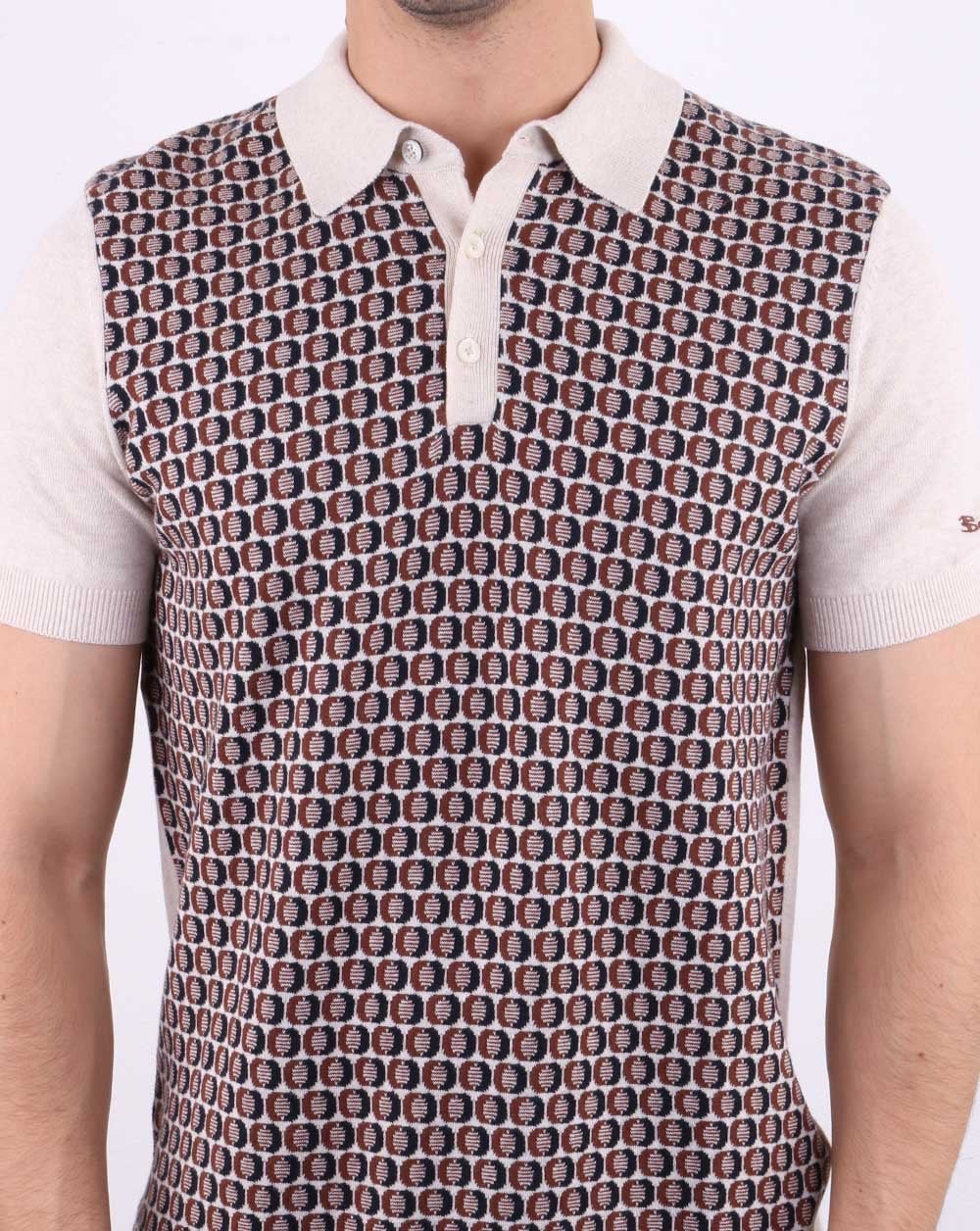 Ben Sherman – Gestricktes Poloshirt in Ecru