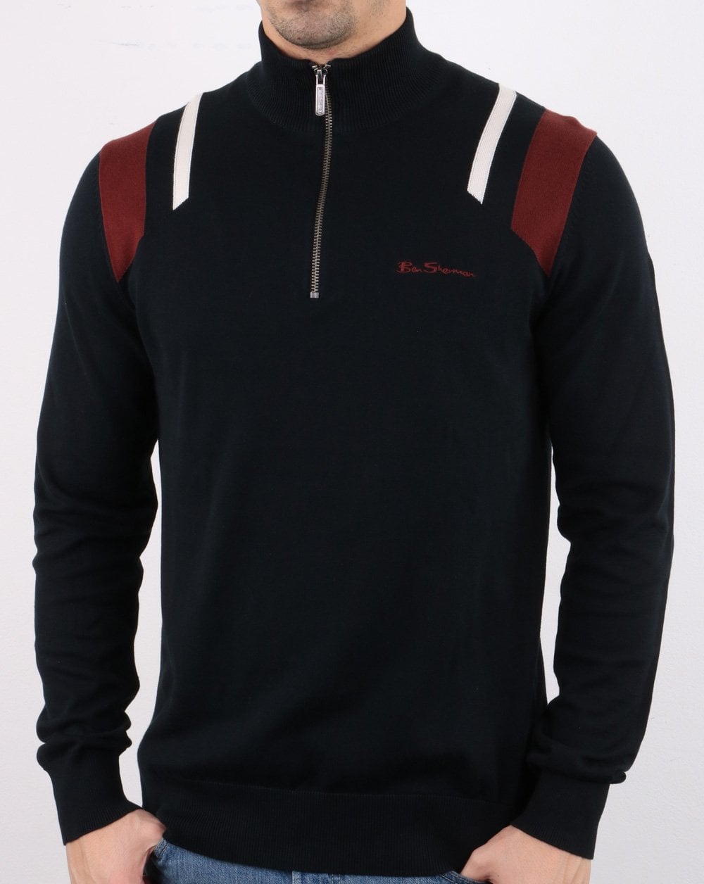Ben Sherman Zip Knit Schwarz