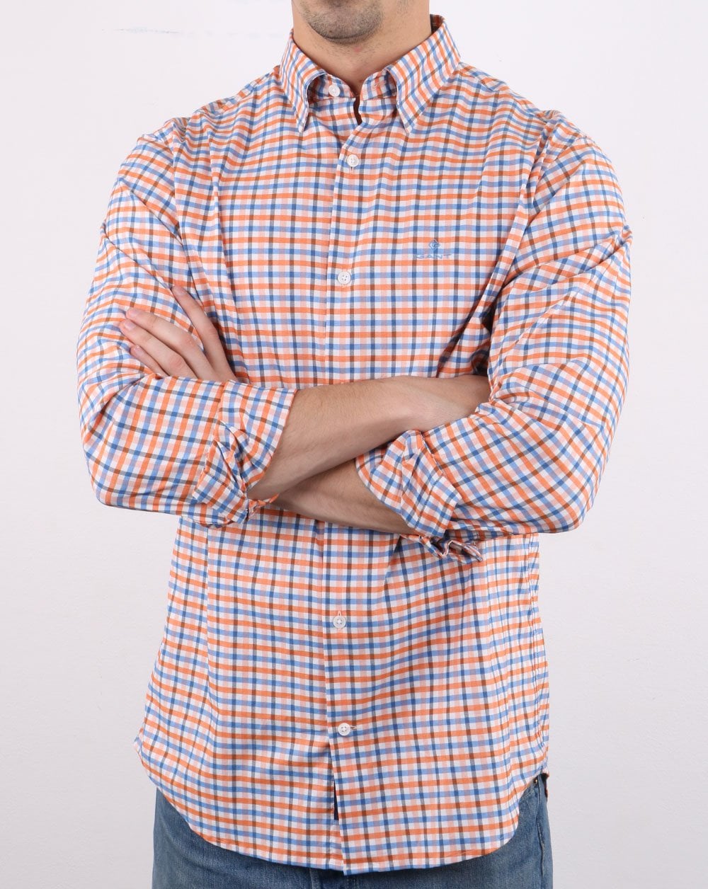 Gant Oxford Gingham Shirt Amber Glow