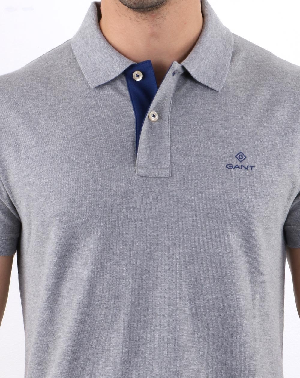 Gant Poloshirt mit Kontrastkragen Grau/Blau