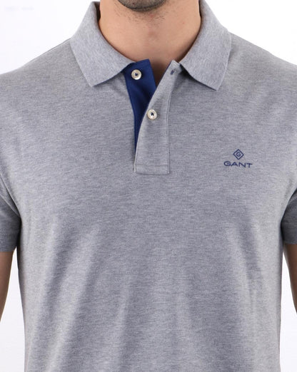 Gant Poloshirt mit Kontrastkragen Grau/Blau
