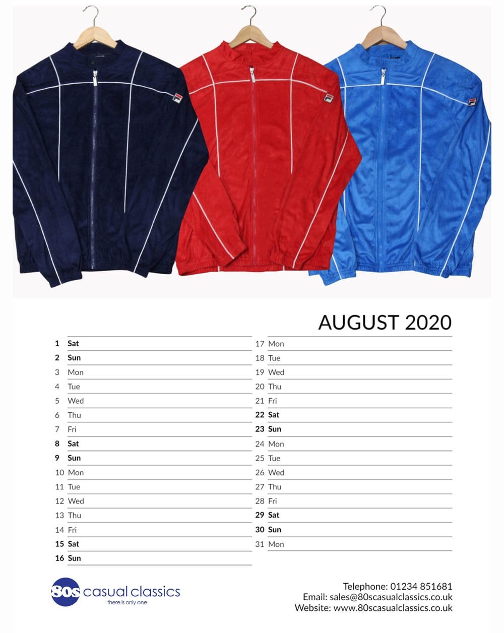 80sCC Iconics Großer A3-Kalender 2020