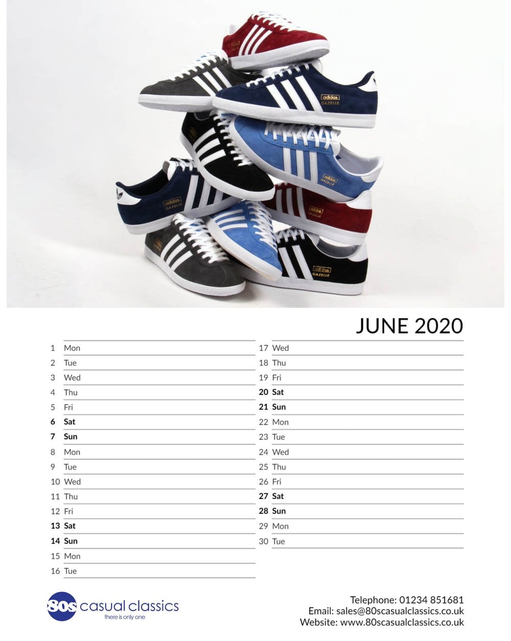 80sCC Iconics Großer A3-Kalender 2020