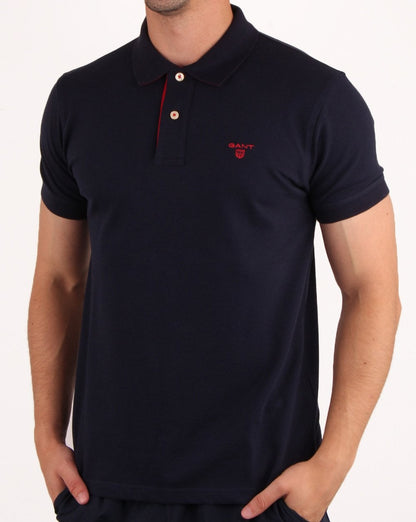 Gant Poloshirt mit Kontrastkragen, Marineblau