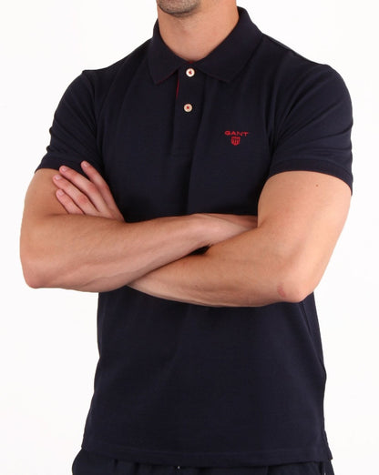 Gant Poloshirt mit Kontrastkragen, Marineblau
